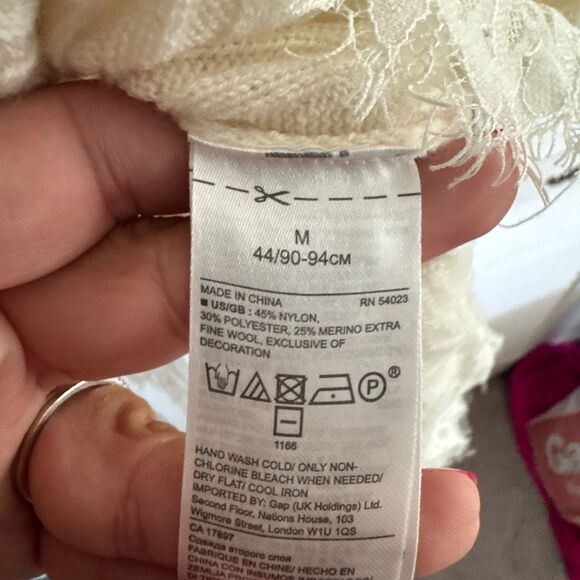 Banana Republic X Olivia Palermo Peak-A-Boo Lace Cottagecore Romantic Sweater - Picture 3 of 3